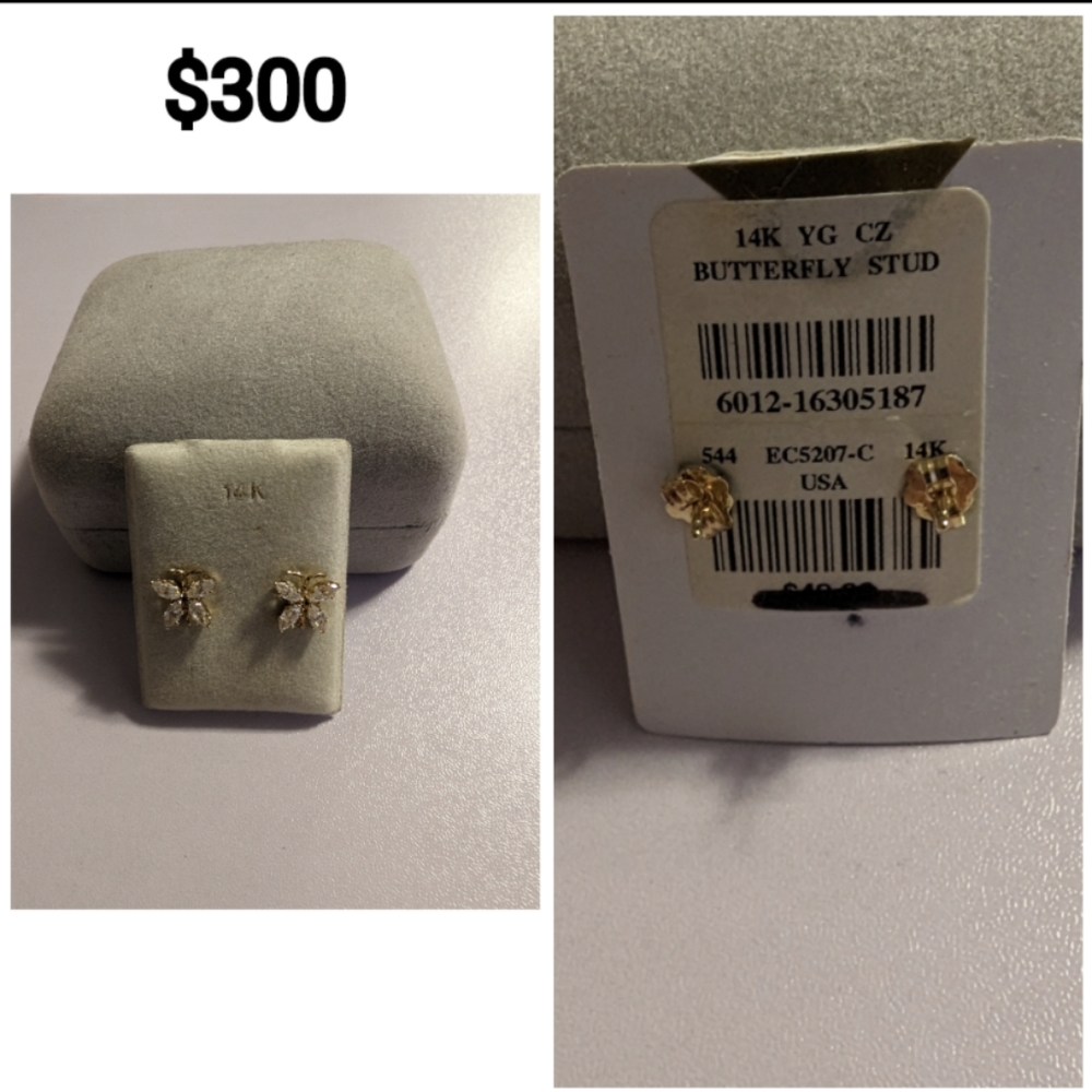 14K gold Butterfly earrings